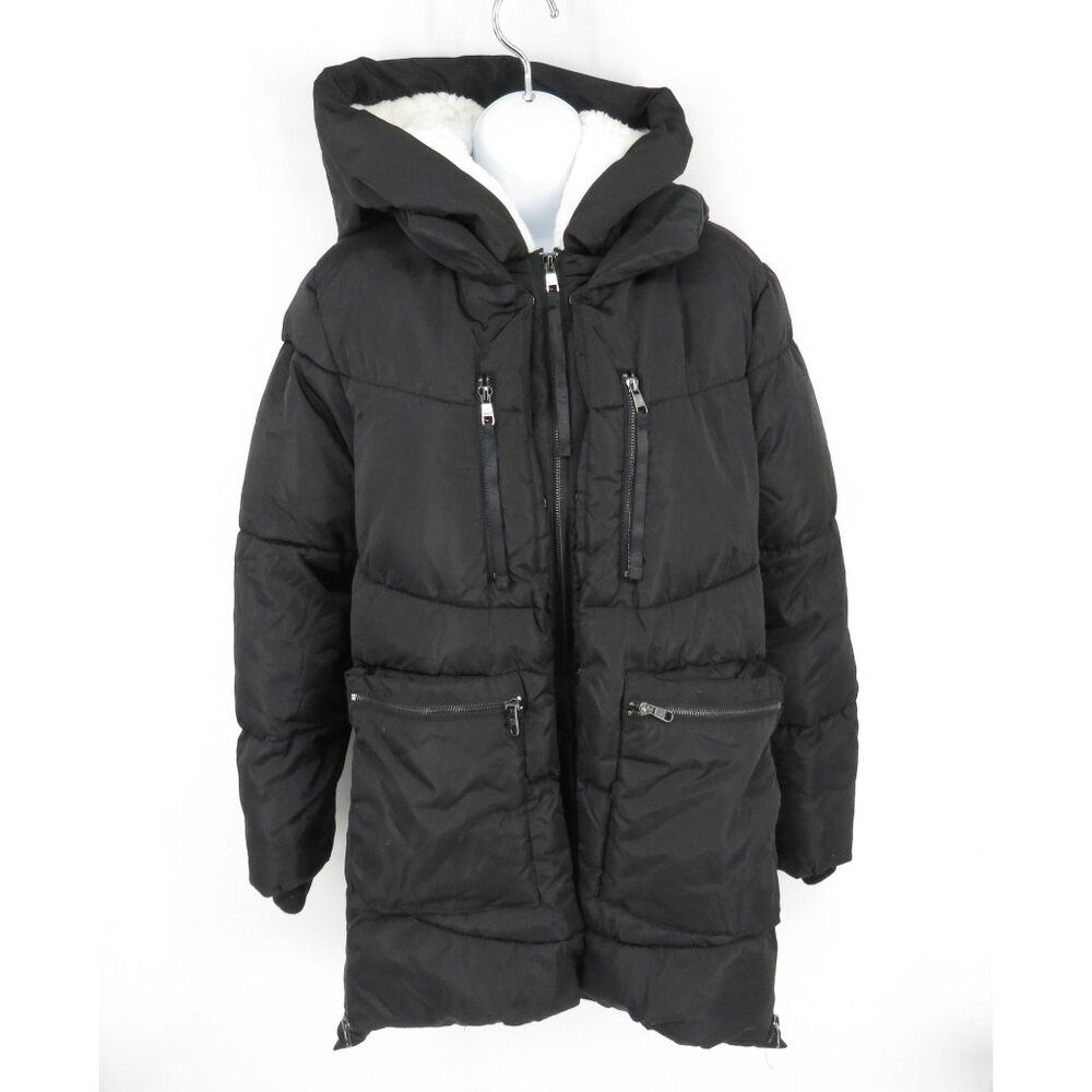 Steve Madden Small Black Quilted Hooded Jacket Multiple Pockets NWOT